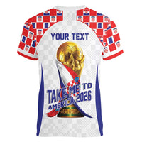 Croatia World Football Personalized Women V-Neck T-Shirt Vatreni Take Me To America 2026 White