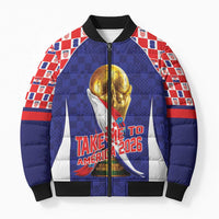 Croatia World Football Personalized Bomber Puffer Jacket Vatreni Take Me To America 2026 Blue