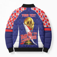Croatia World Football Personalized Bomber Puffer Jacket Vatreni Take Me To America 2026 Blue