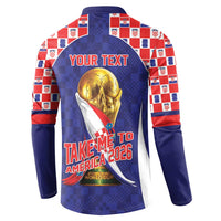 Croatia World Football Personalized Button Sweatshirt Vatreni Take Me To America 2026 Blue