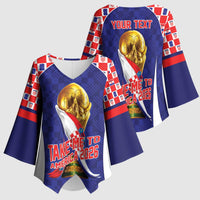 Croatia World Football Personalized Kimono Sleeve Blouse Vatreni Take Me To America 2026 Blue