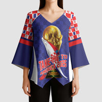 Croatia World Football Personalized Kimono Sleeve Blouse Vatreni Take Me To America 2026 Blue
