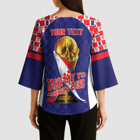 Croatia World Football Personalized Kimono Sleeve Blouse Vatreni Take Me To America 2026 Blue