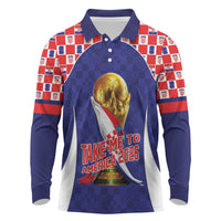 Croatia World Football Personalized Long Sleeve Polo Shirt Vatreni Take Me To America 2026 Blue