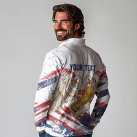 Serbia Take Me To America Personalized Long Sleeve Polo Shirt Strong Eagle Pride