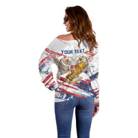 Serbia Take Me To America Personalized Off Shoulder Sweater Strong Eagle Pride