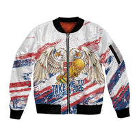 Serbia Take Me To America Personalized Sleeve Zip Bomber Jacket Strong Eagle Pride