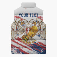 Serbia Take Me To America Personalized Sleeveless Puffer Jacket Strong Eagle Pride