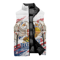 Serbia Take Me To America Personalized Sleeveless Puffer Jacket Strong Eagle Pride