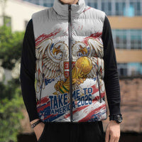 Serbia Take Me To America Personalized Sleeveless Puffer Jacket Strong Eagle Pride