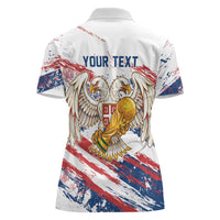 Serbia Take Me To America Personalized Women Polo Shirt Strong Eagle Pride