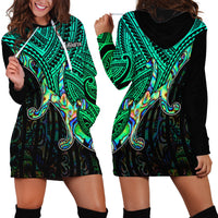 Maori Hoodie Dress Aotearoa Papua Shell with Tribal Pattern - Wonder Print Shop