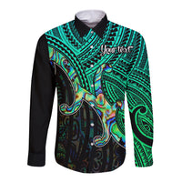 Custom Maori Long Sleeve Button Shirt Aotearoa Papua Shell with Tribal Pattern - Wonder Print Shop