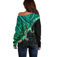 Custom Maori Off Shoulder Sweater Aotearoa Papua Shell with Tribal Pattern - Wonder Print Shop