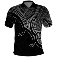 Aotearoa Polynesian Polo Shirt with Maori Koru Black - Wonder Print Shop