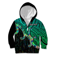Aotearoa Polynesian Kid Hoodie with Maori Koru Blue - Wonder Print Shop