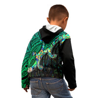 Aotearoa Polynesian Kid Hoodie with Maori Koru Blue - Wonder Print Shop