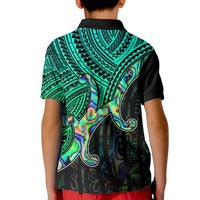 Aotearoa Polynesian Kid Polo Shirt with Maori Koru Blue - Wonder Print Shop