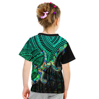 Aotearoa Polynesian Kid T Shirt with Maori Koru Blue - Wonder Print Shop