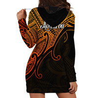 Aotearoa Polynesian Hoodie Dress with Maori Koru Gold - Wonder Print Shop