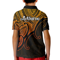 Aotearoa Polynesian Kid Polo Shirt with Maori Koru Gold - Wonder Print Shop