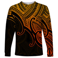 Aotearoa Polynesian Long Sleeve Shirt with Maori Koru Gold - Wonder Print Shop
