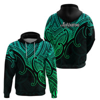 Aotearoa Polynesian Hoodie with Maori Koru Green - Wonder Print Shop