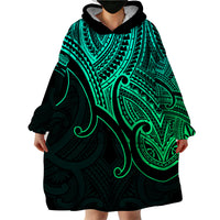 Aotearoa Polynesian Wearable Blanket Hoodie with Maori Koru Green - Wonder Print Shop