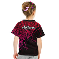 Aotearoa Polynesian Kid T Shirt with Maori Koru Pink - Wonder Print Shop