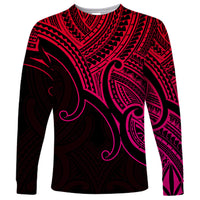 Aotearoa Polynesian Long Sleeve Shirt with Maori Koru Pink - Wonder Print Shop