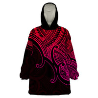 Aotearoa Polynesian Wearable Blanket Hoodie with Maori Koru Pink - Wonder Print Shop