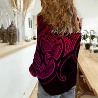 Aotearoa Polynesian Women Casual Shirt with Maori Koru Pink - Wonder Print Shop