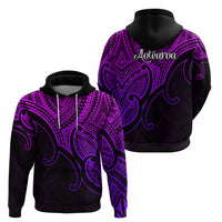 Aotearoa Polynesian Hoodie with Maori Koru Purple - Wonder Print Shop