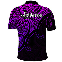 Aotearoa Polynesian Polo Shirt with Maori Koru Purple - Wonder Print Shop