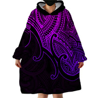 Aotearoa Polynesian Wearable Blanket Hoodie with Maori Koru Purple - Wonder Print Shop