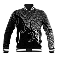 Custom Aotearoa Polynesian Baseball Jacket with Maori Koru Black LT9 - Wonder Print Shop