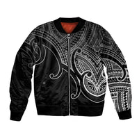 Custom Aotearoa Polynesian Bomber Jacket with Maori Koru Black LT9 - Wonder Print Shop