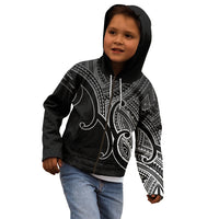 Custom Aotearoa Polynesian Kid Hoodie with Maori Koru Black - Wonder Print Shop