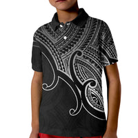Custom Aotearoa Polynesian Kid Polo Shirt with Maori Koru Black - Wonder Print Shop