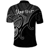 Custom Aotearoa Polynesian Polo Shirt with Maori Koru Black - Wonder Print Shop
