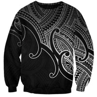 Custom Aotearoa Polynesian Sweatshirt with Maori Koru Black - Wonder Print Shop