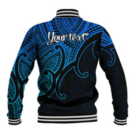 Custom Aotearoa Polynesian Baseball Jacket with Maori Koru Blue LT9 - Wonder Print Shop