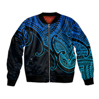 Custom Aotearoa Polynesian Bomber Jacket with Maori Koru Blue LT9 - Wonder Print Shop
