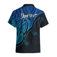 Custom Aotearoa Polynesian Hawaiian Shirt with Maori Koru Blue - Wonder Print Shop