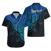 Custom Aotearoa Polynesian Hawaiian Shirt with Maori Koru Blue - Wonder Print Shop