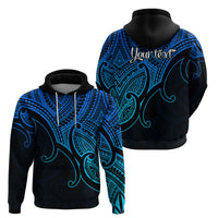 Custom Aotearoa Polynesian Hoodie with Maori Koru Blue - Wonder Print Shop