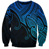 Custom Aotearoa Polynesian Sweatshirt with Maori Koru Blue - Wonder Print Shop