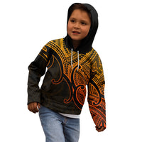 Custom Aotearoa Polynesian Kid Hoodie with Maori Koru Gold - Wonder Print Shop