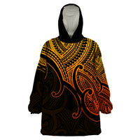 Custom Aotearoa Polynesian Wearable Blanket Hoodie with Maori Koru Gold - Wonder Print Shop