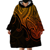 Custom Aotearoa Polynesian Wearable Blanket Hoodie with Maori Koru Gold - Wonder Print Shop